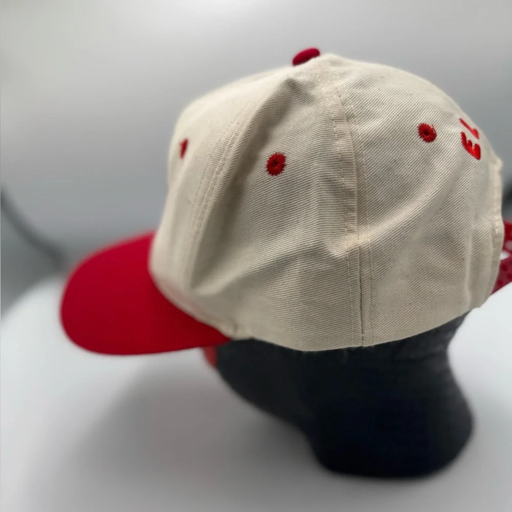 Vintage Elmo Hat Cap Snap Back White Red Sesame Street Cartoons Mens